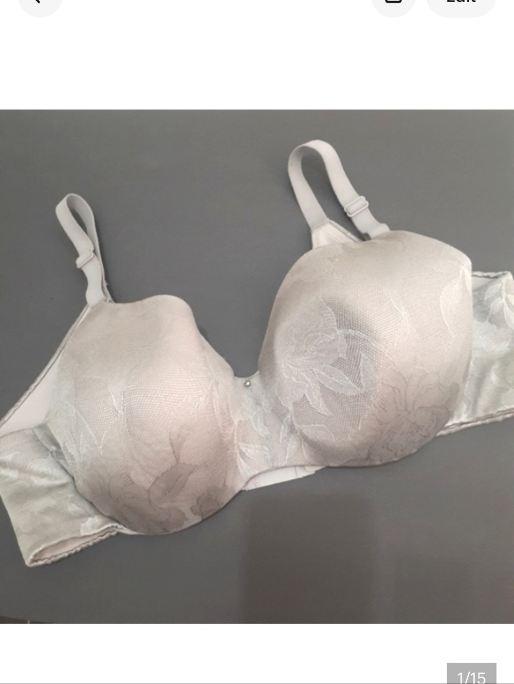 CACIQUE 40DDD Wired Gray Full-Coverage Bra with Lace Size 40F